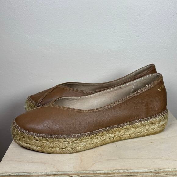 Viscata Barcelona Espadrille Flats Tan Leather Spain natural Jute Platform 40 - Picture 4 of 9